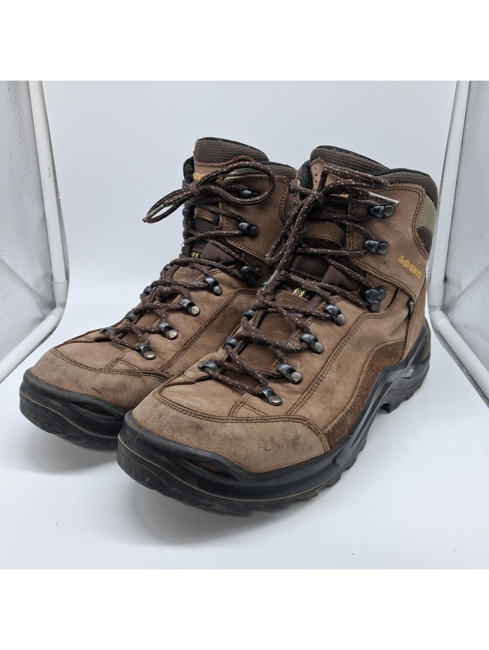 LOWA Renegade GTX Mid Hiking Boots Mens 9.5 Brown Gore-Tex Vibram Waterproof